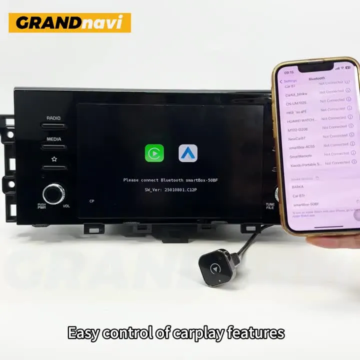 2in1 Wired to Wireless CarPlay Android Auto Adapter for OEM Car Stereo With USB Plug and Play Bluetooth