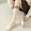 1/5 Pairs Women Autumn Winter Striped Calf Socks Warmth Comfort Fashion College Jk Style Slimming High Tube Stacking Socks.