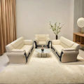 Rolled Arm Leaqueared Sofa Set Home and Office Sofa High Quality Synthetic Leather White and Off White. 