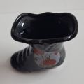 Porcelain Shoe Miniature Black  with red Flowers Boot for home decoration / shoes for home decor. 