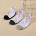 7 Pairs of Kids Cotton Blend Ankle Socks, Student Socks, Mesh Design, Solid Color, Comfortable, Breathable, Durable. 