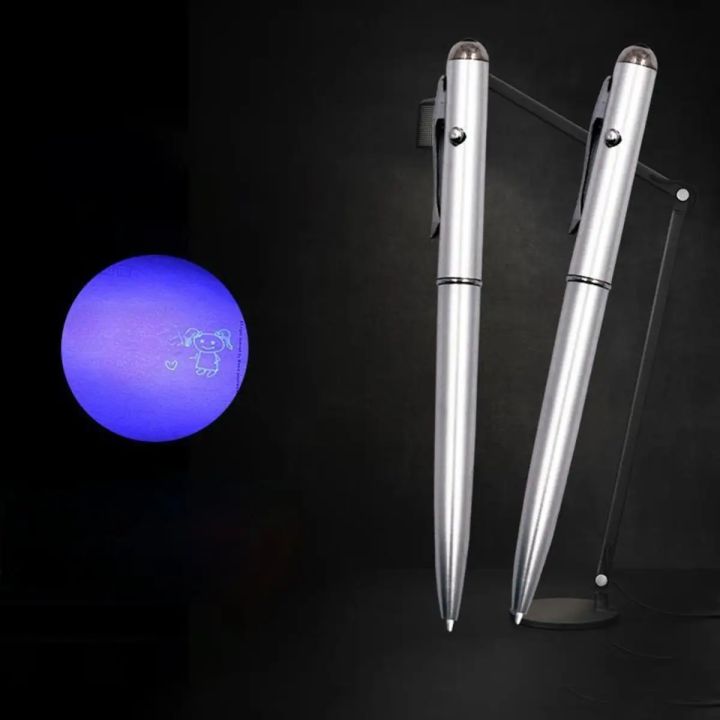 1PCS Multifunctional LED Light Ballpoint Pen Invisible Ink Pen UV Light Money Checking School Office Supplies Writing Tools