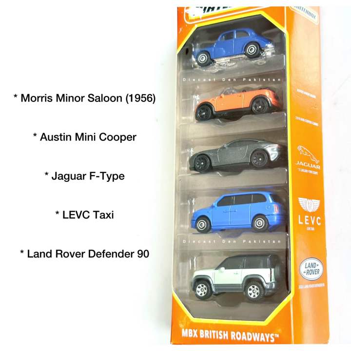 Morris Minor Saloon Land Rover Defender Austin Cooper in Matchbox British Roadways 2024 5 Pack