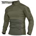 TACVASEN Mens Military Combat Shirts 1/4 Zip Long Sleeve Tactical Hunting Shirts Outdoor Hiking Army Shirts Casual Pullover Tops. 