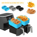 2Pcs Air Fryer Silicone Pot Air Fryer Liner Heat Resistant Air Fryer Silicone Basket Rectangle Baking Pan for Oven Microwave.