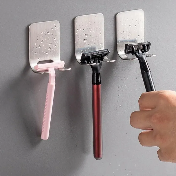 2pcs%20Razor%20Holder%20Stainless%20Steel%20Men%20Shaving%20Shaver%20Razor%20Stand%20Shelf%20Shaving%20Razor%20Storage%20Rack%20Bathroom%20Hook%20Organizer%20-%20Image%203
