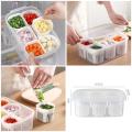 Vegetable Organizer Box with 6 Pieces Drain Basket, Reusable Food Storage Box, Vegetable Spice Case, Plastic Food Container for Chopped Green Onion, Ginger, Garlic. 