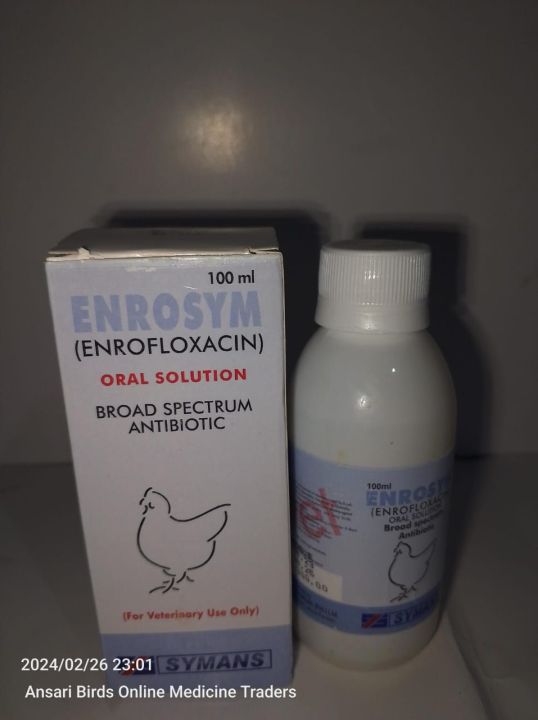 Enrosym ( Enrofloxacin) oral solution Broad spectrum Antibiotics for birds, poultry and live stock