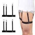 2pcs Men Shirt Stays Belt With Locking Clamps Adjustable Elastic Shirt Tuckers Garters Shirt Holders Leg Thigh Suspender Strap. 