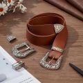 2 Sets Antique Western Cowboy Buckle Set 1" Wide Strap Floral Engraved Replacement Buckles for Men Women Alloy Belt kit.