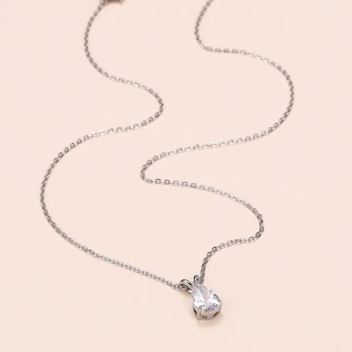 Huitan%20Water%20Drop%20Cubic%20Zirconia%20Crystal%20Women's%20Necklace%20Simple%20and%20Elegant%20Female%20Accessories%20%20Wedding%20Jewelry%202021%20Trendy%20-%20Image%203