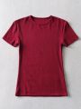 Casual Summer Woman Skinny Fit T-shirt Tight Short-Sleeve O-neck Tee Basic Solid Crop Tops T Shirt.