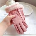 Women Winter Thick Plush Gloves Fashion Warm Suede Outdoor Guantes Lady Touchscreen Driving Gloves Sports Cycling Mittens.