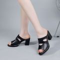 Fashion Women fish mouth sandals thick heel 6mm. Summer high heels sandals. 