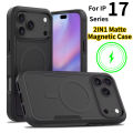 Premium 2IN1 Heavy Armor Magnetic Charging Case for IPhone 17 Air 16 15 14 Plus 13 12 Pro Max Shockproof PC Matte Protect Cover.