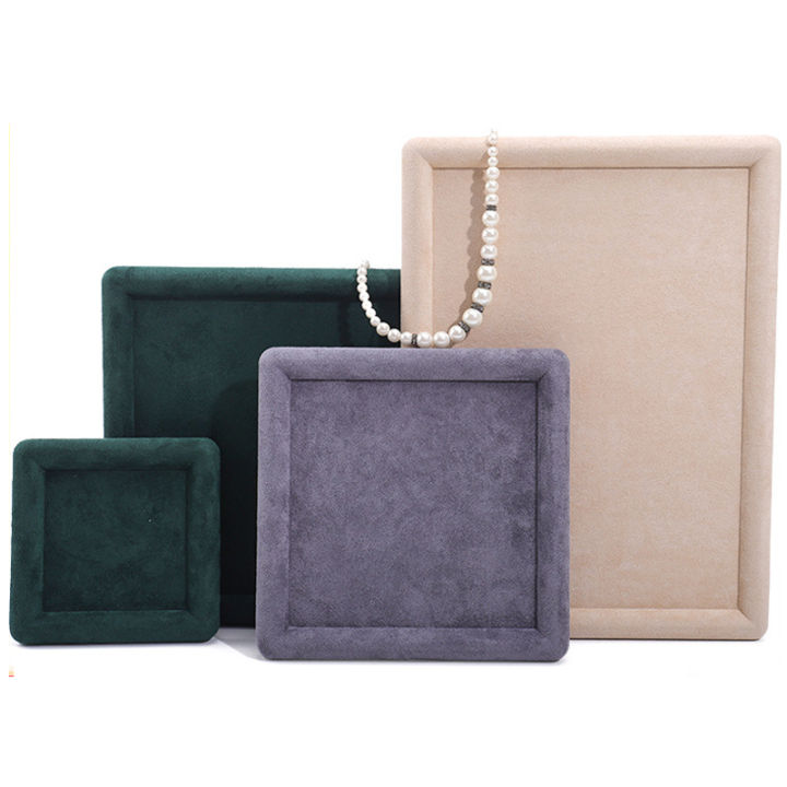 Velvet Jewelry Display Tray - Luxury Ring Pendant Bracelet Necklace Gold Showcase Organizer