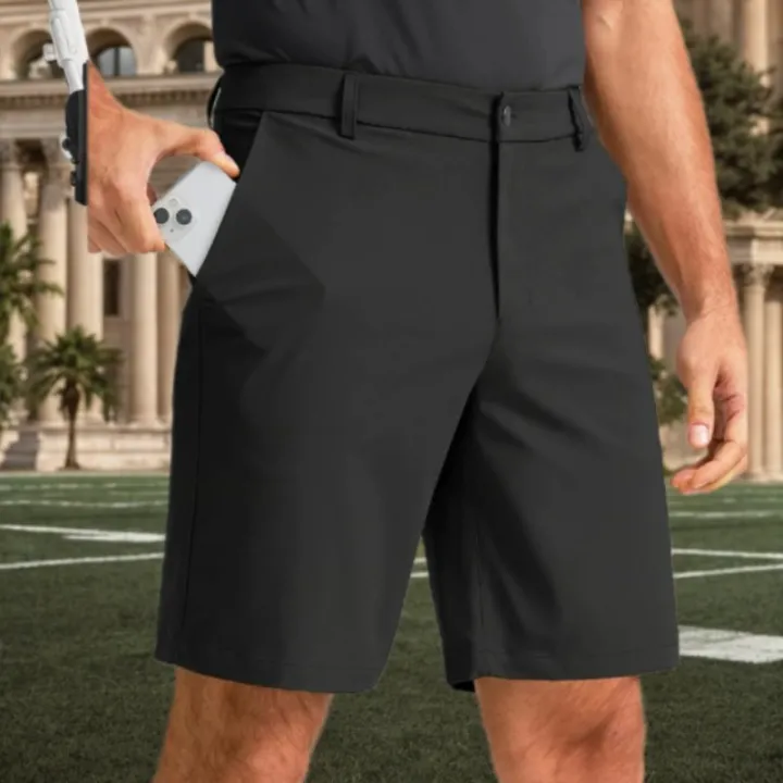 Summer%20100%25%20Cotton%20Solid%20Dress%20Shorts%20Men%20High%20Quality%20Casual%20Business%20Social%20Elastic%20Waist%20Men%20Shorts%20Lightweight%20Beach%20Shorts%20-%20Image%202