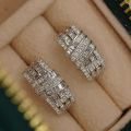 Huitan Modern Fashion Design Women's Hoop Earrings Luxury Cubic Zirconia Statement Female Earrings for Wedding Party Jewelry.