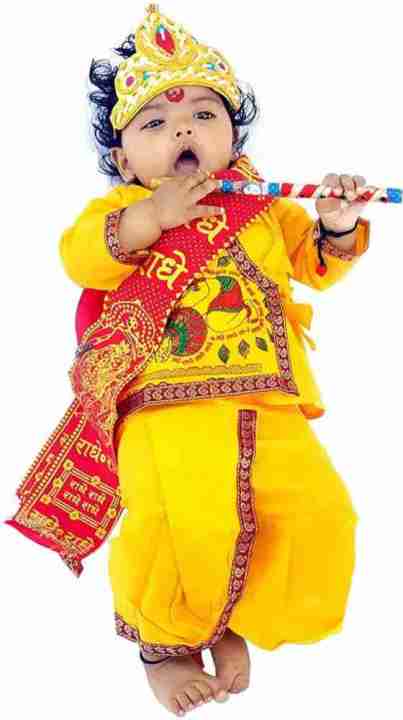 Krishna%20Dress%20For%20Boys(%201%20Month%20to%2013%20Years)%20Dhoti,%20Kurta,%20Basuri,%20Pata,%20Mukut%20-%20Image%203
