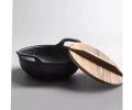 Seasoned Heavy Cast Iron Kadai Imported Quality 27 cm With Bamboo Lid. 