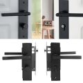 Space Aluminum Bedroom Door Lock Home Security Bedroom Handle Lock with Keys Screw Black Security Door Handle Lock. 