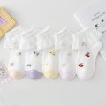 5Pairs/Set Children's Cotton Boneless Socks Princess Lace Ruffle Mesh Breathable Socks Kids Printed Dance Short Sock 1-15 Years.