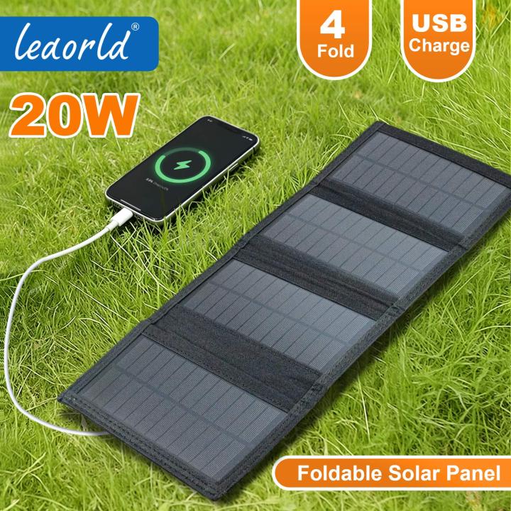 Portable Solar Charger 20W Foldable Solar Panel USB Solar Phone Charger Monocrystalline High Efficiency
