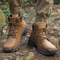 High-Top Leather Men's Boots Breathable Desert Combat Boots Outdoor Non-slip Hiking Boots Men Motorcycle Boots Work Ankle Boots.