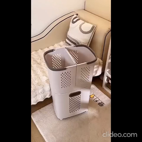Laundry Baskets with Wheels Trolley Laundry Collector 2 Layers with 3 Storage Baskets for Bedroom Bathroom