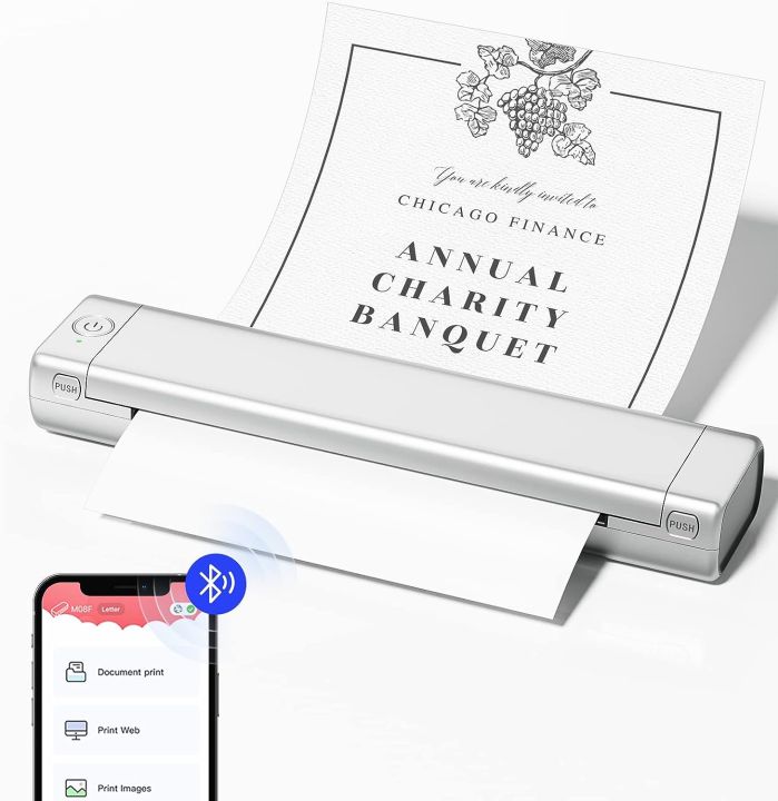 Phomemo M08F Portable Thermal Printer Wireless Bluetooth Small Printer Compact Inkless Travel Printer for Phone Laptop Ipad