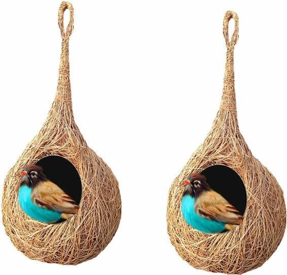  Handmade Fiber Organic Bird Nest, Natural Bird House, Decorative Hanging