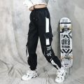 Fashionable Cargo Pants Women Color Matching Ankle Banded Skateboarding Pants Black Joggers Women Sweatpants Plus Size S-4XL 5XL. 