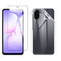 Samsung A07 Crystal Clear Polish Glass Tempered Screen Protection + Back Protector Soft Clear Film Scratch Protection For Galaxy A07. 