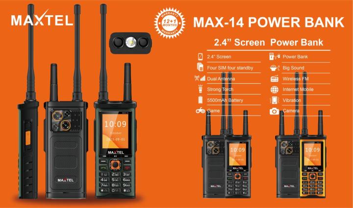MAX TEL MAX-14 POWER BANK

2.4" Screen Power Bank

2.4" Screen

Four SIM four standby

All Dual Antenna

Strong Torch

5500mAh Battery

Game

Power Bank

Big Sound

Wireless FM

Internet Mobile

Vibration

Camera