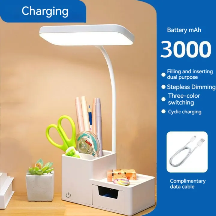 USB Rechargeable LED Table Lamp 3 Color Dimmable Touch Night Light Foldable Eye Protection For Bedroom Bedside Reading Light