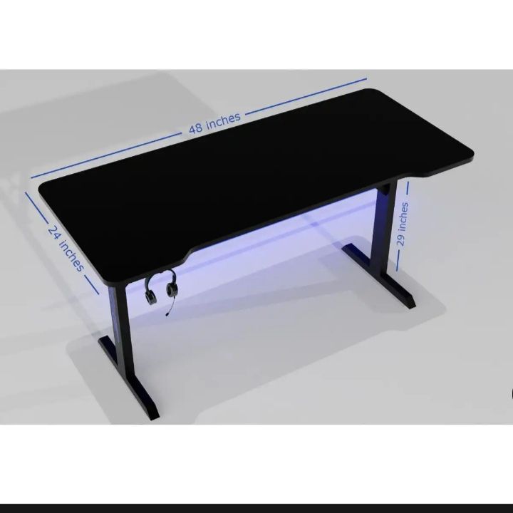 Black Gaming Table -  Pc Gaming Table - Laptop Gaming Table - RGB Led Lights on Table - Study Table - Headphones Holder - Wire Management System