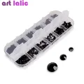 Black Nail Art Crystal Rhinestones, Multi Size Flatback Gems for Nail Art DIY Decoration. 