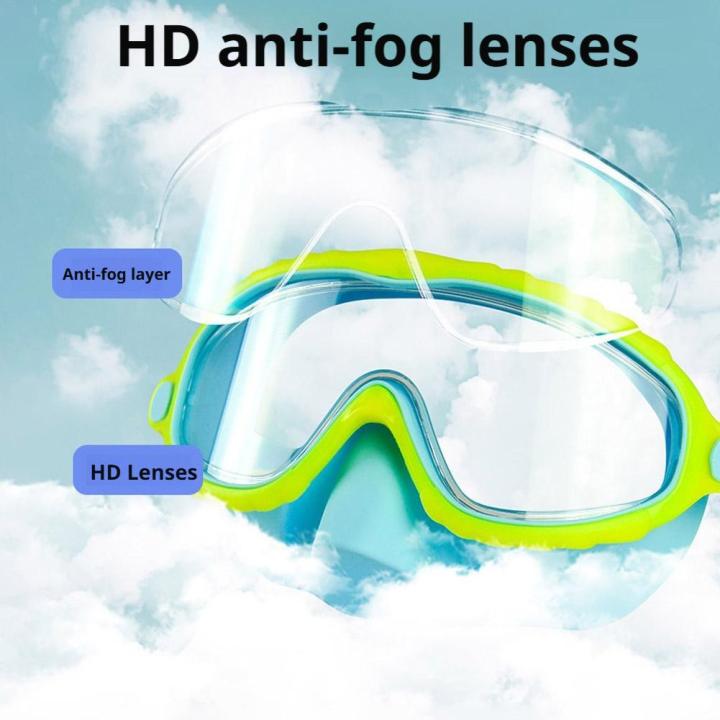 Swim Goggles with Nose Cover Wide Field Of View Diving Mask Anti-Fog Anti-Leak ,Toddler Swimming Goggles For Kids Ages 3-15