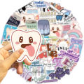 50Pcs Cute Dental Tooth Shaped Stickers Cartoon Teeth Sticker Dentist Store Toothbrush Label Decoration Dentistry Gifts. 