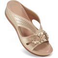New Women's Slippers Casual Flower Hollow Wedge Beach Shoes Outdoor Fashion Platform Comfortable Non-slip Sandals Plus size 43. 