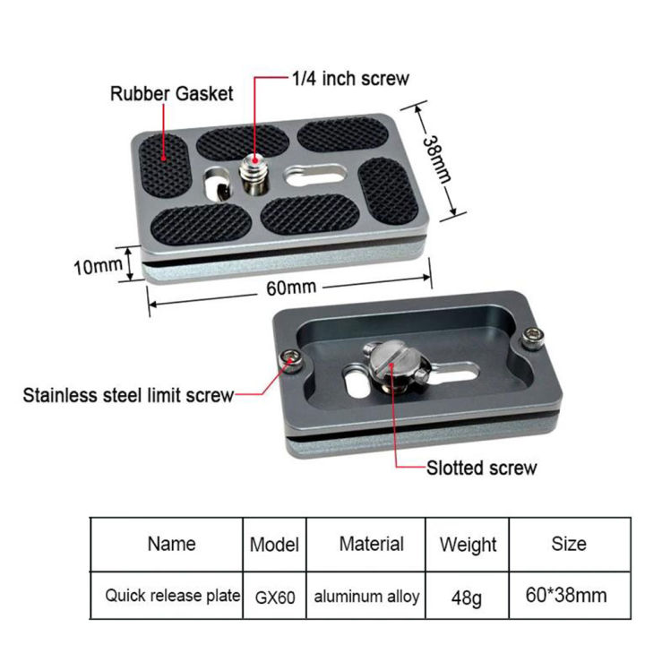 Universal%20Aluminum%20Alloy%20Quick%20Release%20Plate%20Tripod%20Mount%20Adapter%20with%201/4%20Screw%20for%20Benro%20Arca%20Swiss%20Ball%20Head%20and%20Camera%20-%20Image%206