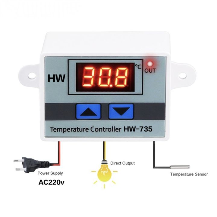 AC 220V W3001 LED Temperature Controller 10A Thermostat Control Switch Probe