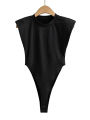 tops women Summer one-pieces bodycon bodysuit padded shoulder bodysuit black sleeveless body suits for women white. 