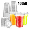 Disposable Clear Plastic Cups with Lid for Fruit Juice Milk Tea Iced Coffee Cold Drinks Ice Cream Dessert Takeaway Party Use.