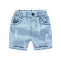 Summer Boy Shorts Children Casual Torn Jeans Kids Knee Length Denim Pants Baby Elastic Waist Shorts Infant Fashion Trousers 2-8Y.