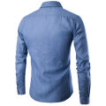 Mens Denim Shirts Long Sleeve Men Dress Shirt Fashion Slim Fit Style Navy Blue Jeans Male Shirt Longsleeve Shirt for Men. 