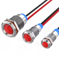 6mm LED waterproof metal indicator light signal light with wire 6V -12V -24V 24V 220V red/yellow/blue/green/white metal button. 