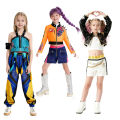 New Halloween costume girl street dance set embroidered top+shorts set hip-hop dance stage performance set. 
