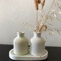 Ribbed round turbine vase mini for home and living room decoration combo(set of 2 vase and a tray). 