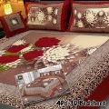 New Style 4Pc 3D Panel Bedsheet Crystal Cotton Bed Sheets King Size Bedsheet. 